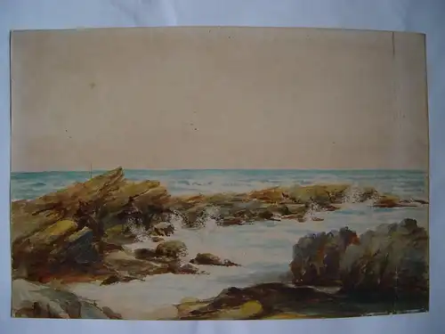 Scene De Costa Aquarell Englische Von Jh.