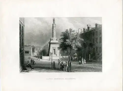 USA - Battle Monument, Baltimore Gravierkunst Bei H.Griffiths, 1840