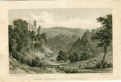 Berry Pomeroy Castle, Gravierkunst De E.Finden. Drew W.Westall