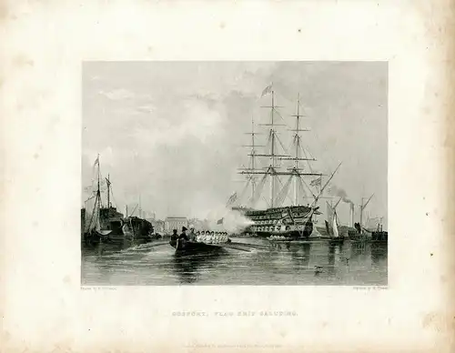 Gostport Flag Ship Saluting Gravierkunst Bei W.Finden De Ein Muster E. W. Cooke