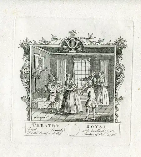 Six Tickets Of Theatre Royal Scenes Gravierkunst Auf Baustelle De Hogarth 1790