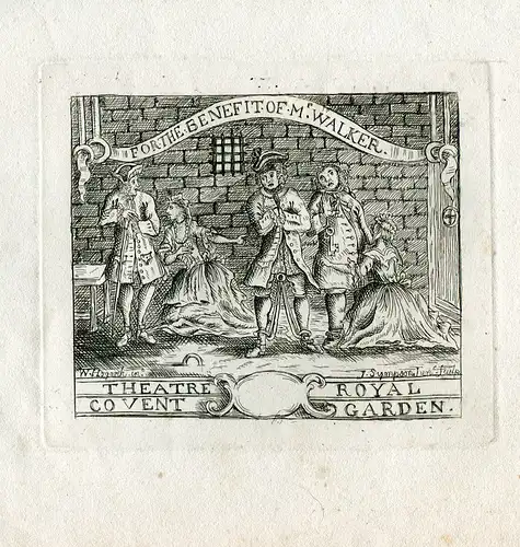 Six Tickets Of Theatre Royal Scenes Gravierkunst Auf Baustelle De Hogarth 1790