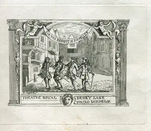 Six Tickets Of Theatre Royal Scenes Gravierkunst Auf Baustelle De Hogarth 1790