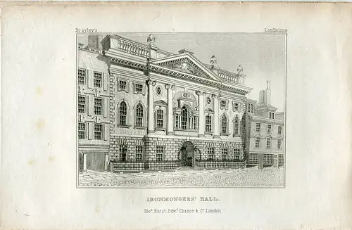 Ironmongers Hall. Gravur By Thomas Hurst