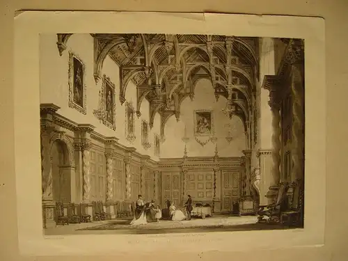 « Burleigh Great Hall Northamptonshire » Lithographie Bei T.Allom IN 1847