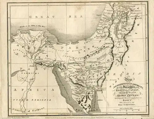 Arrowsmith. Landkarte De Die Israelitas De Egypto Auf Canaan Gravur Bei Thomson