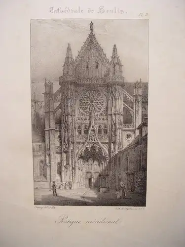 France.« Cahtedrale De Senlis » . Dessin N.Chapuy.lithographie Godefroy