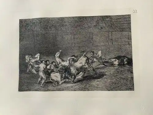 Gravierkunst Nr 32 von Der Stierkampf De Goya. Zwei Gruppen Choppers Arrpllados