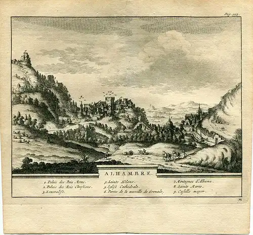 Der Palast von Alhambra IN / Auf / Im Jh Xviii. Gravierkunst Pieter Van Aa 1707
