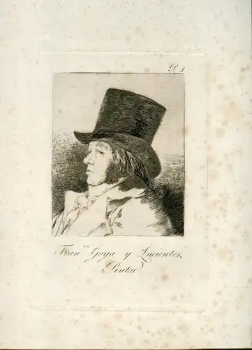 Francisco De Goya Und Glänzend Self-Portrait Grab. Nr 1 Original Goya 5ª Ausgabe