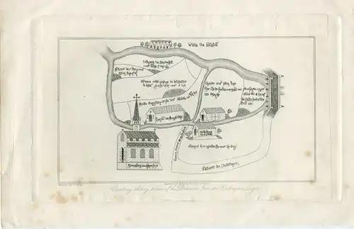 Chertsey Abbey Plan Of The Demesne Fron Excheguer Leyger Gezeichnete Und Gravur