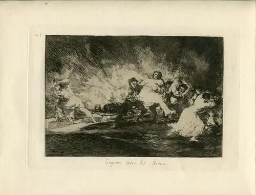 Escapan zwischen Den Flammen Gravierkunst Goya Nr 41 La Erste Ausgabe De