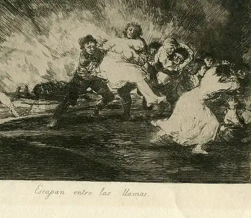 Escapan zwischen Den Flammen Gravierkunst Goya Nr 41 La Erste Ausgabe De