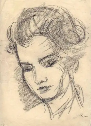 Jose Lopez Guntín (Villalba, Lugo 1929-Lugo1996) Porträt Zeichnung Auf Stift