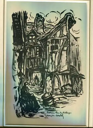 Rouen Rue Du Hallage. Lithographie De Charles Contel IN / Auf / Im 1920
