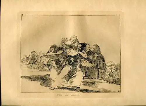 Goya «All VA Revuelto » Gravierkunst (Gravur) Original Nr 42 Katastrophen