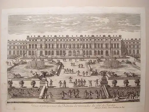 Pierre Aveline. Gravur« Veue Du Chateau De Versailles Du Coté Du Jardin »