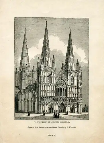 West Front Of Lichfield Cathedral Gravierkunst IN / Auf / Im 1835 Bei J JACKSON