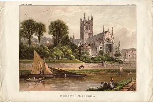 Worcester Cathedral Gravierkunst Bei Kronheim IN / Auf / Im 1870