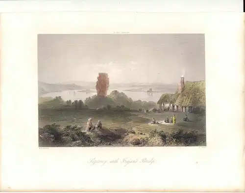 Rumania.« Sozorney With Trajan Er Bridge » Dibjó W.Barlett (1809-1854)
