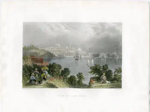 USA Amerika View Of Baltimore, Gravierkunst Bei S.Fisher, Drew W.Barlett, 1845