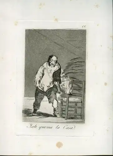Se Le Brennenstuhl La Casa , Gravierkunst Nr 18 Original De Goya 5ª Ausgabe (