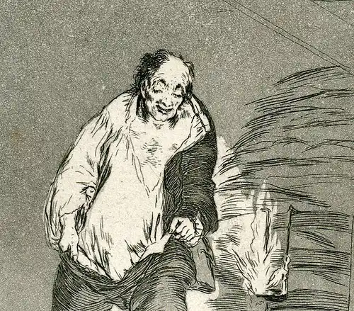 Se Le Brennenstuhl La Casa , Gravierkunst Nr 18 Original De Goya 5ª Ausgabe (