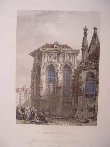 France. Dieppe« Church Of St.Jacques » Dessin David Roberts. Gravur T.Higham