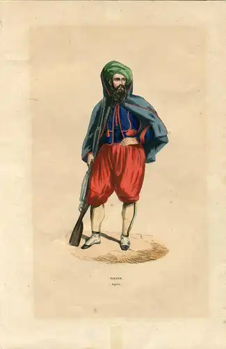 Zouave, Algerie. Holzschnitt Original Bei Duverger