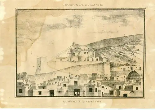 Alicante. Schrein von Der Santa Kreuz. Lithographie. Jahrhundert