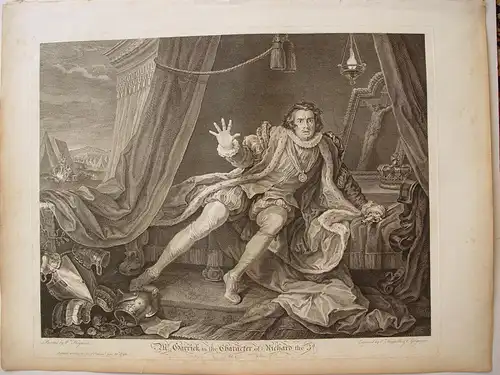 Mr.Garrick IN The Character Of Richard III Gravierkunst Bei William Hogarth Und