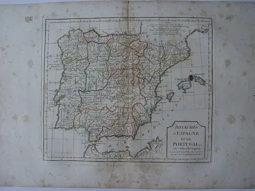 « Royaumes D'Espagne Et De Portugal » Paar Robert De Vaugondy-Delamarché 1800