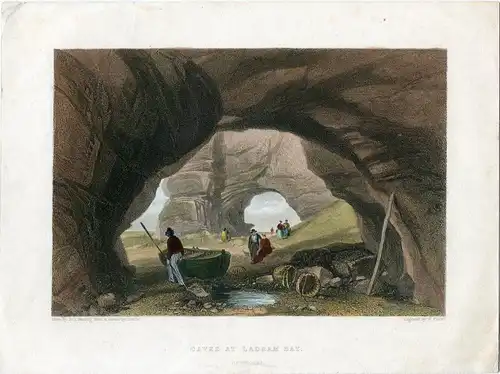 Inglaterra. Caves At Ladram Bay, Durham Gravierkunst Bei W.Finden