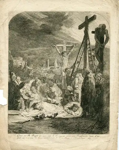 Descendimiento von Der Kreuz Grab. IN 1730 Bei Bernard Picart Kopie Rembrandt