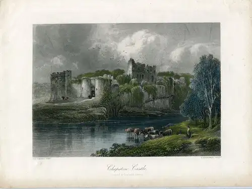 Gales. Chepstow Castle Gravierkunst Bei R. Sprengstofffabrik, 1870