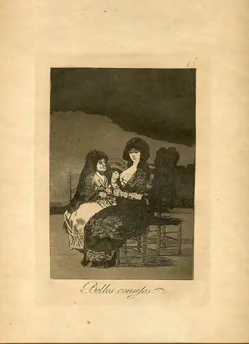 Goya «Schöne Spitzen» Gravierkunst (Gravur) Original Nr 15 Launen (Caprices)