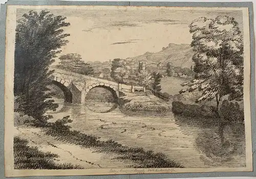 Inglaterra. Yorkshire. Ilkley Bridge. Zeichnung Datiert 1852