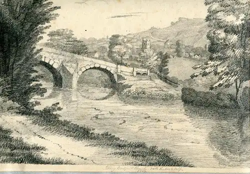Inglaterra. Yorkshire. Ilkley Bridge. Zeichnung Datiert 1852