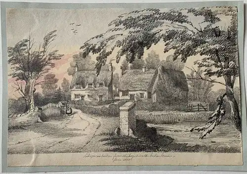 Inglaterra. Cottage At Nolton, Pembrokeshire. Zeichnung Datiert 1856