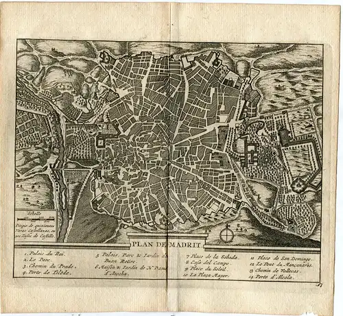 Flach Cartográfico De Madrid Bei Pieter Van Der Aa. Alvarez De Colmenar. 1715
