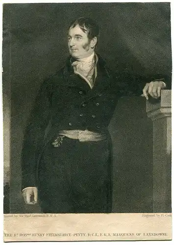 Henry Fitzmaurice-Petty Marques De Lansdowne Mezotinta 1835