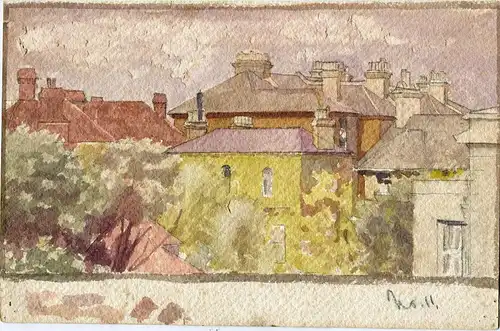 Pueblo. Aquarell Englische Von Jh Xix. Unleserlich Signiert