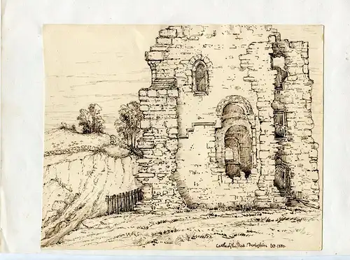 Castillo De Peveril O Castle Of The Peak Derbyshire Muster Made IN / Auf / Im