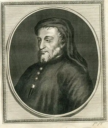 Geoffrey Chaucer,Gravierkunst Bei Goldar De Einer Baustelle Godfrey Kneller,1785