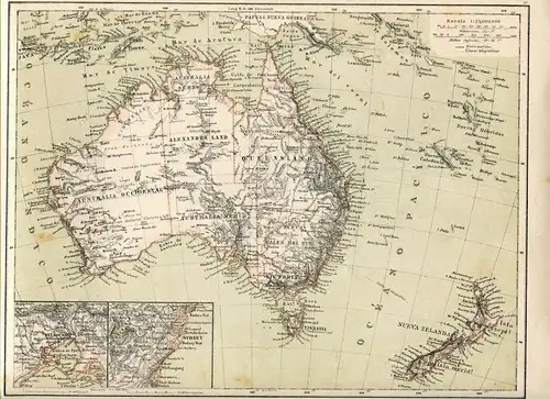 Landkarte De Australien Und Neun Zelanda. Lithographie Bearbeitet Bei Gras Cia ,