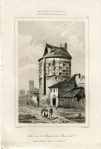 Inglaterra. Turm Auf Die Mauern De Yarmouth. Gravierkunst Bei Lemaitre, 1845