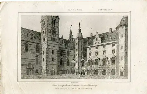 Dinamarca. Cour Principale Du Chateau De Frederiksborg. Gravur Bei Lemaitre