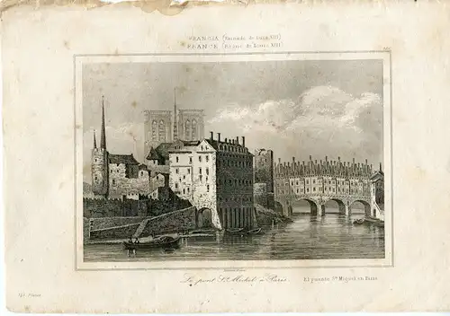 Francia.le Pont St.Michel Auf Paris. Gravierkunst 1845