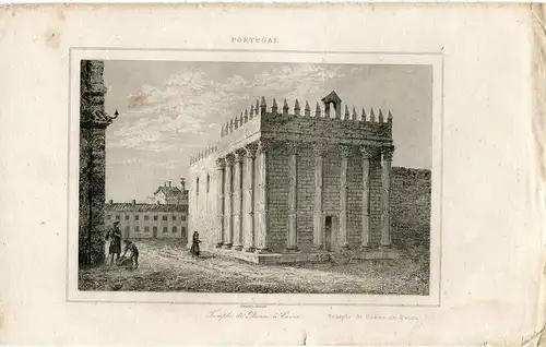 Portugal. Temple De Diane Auf Evora.grabado IN / Auf / Im 1846 Bei Lemaitre