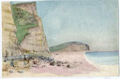 Francia. Steilküste IN / Auf / Im Pourville. Aquarell Von Jh.